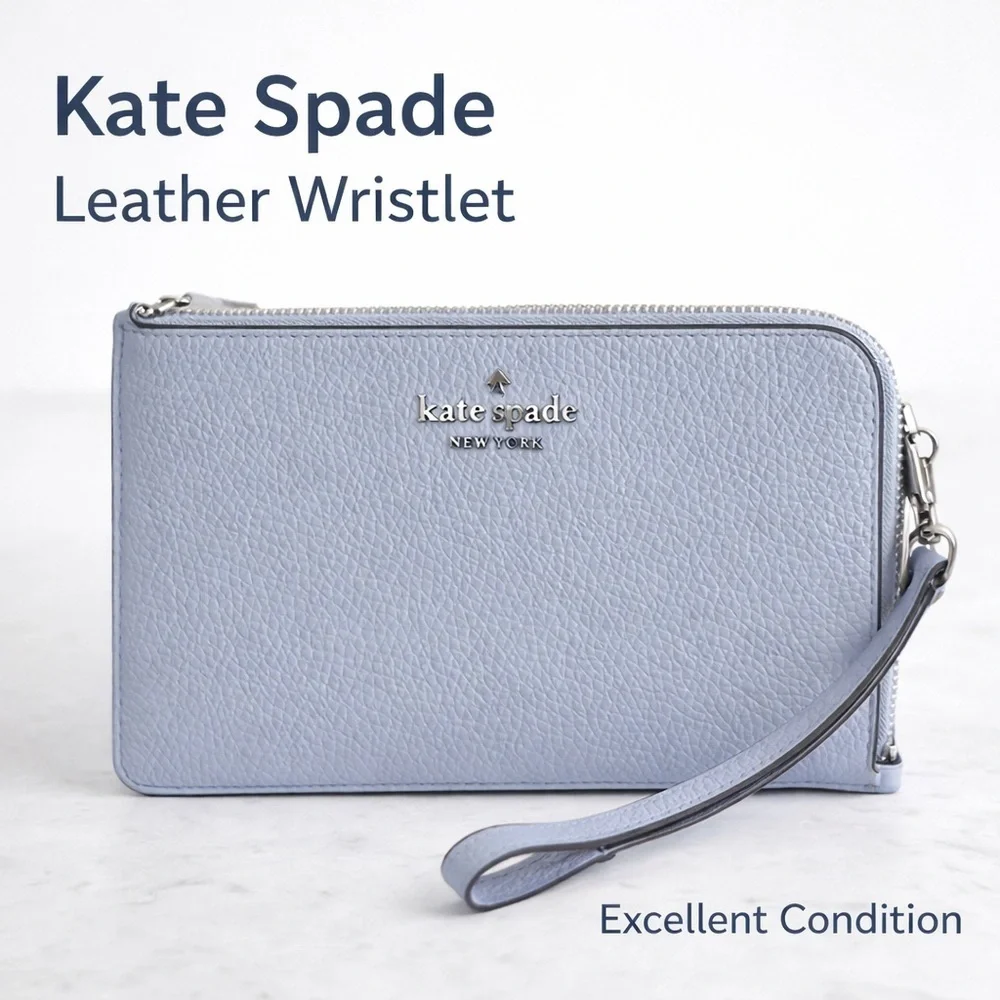 Kate Spade Light Blue Zip Around Wristlet Wallet